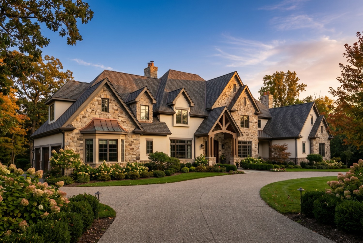 Large estate home with a premium designer shingle roof rebuild